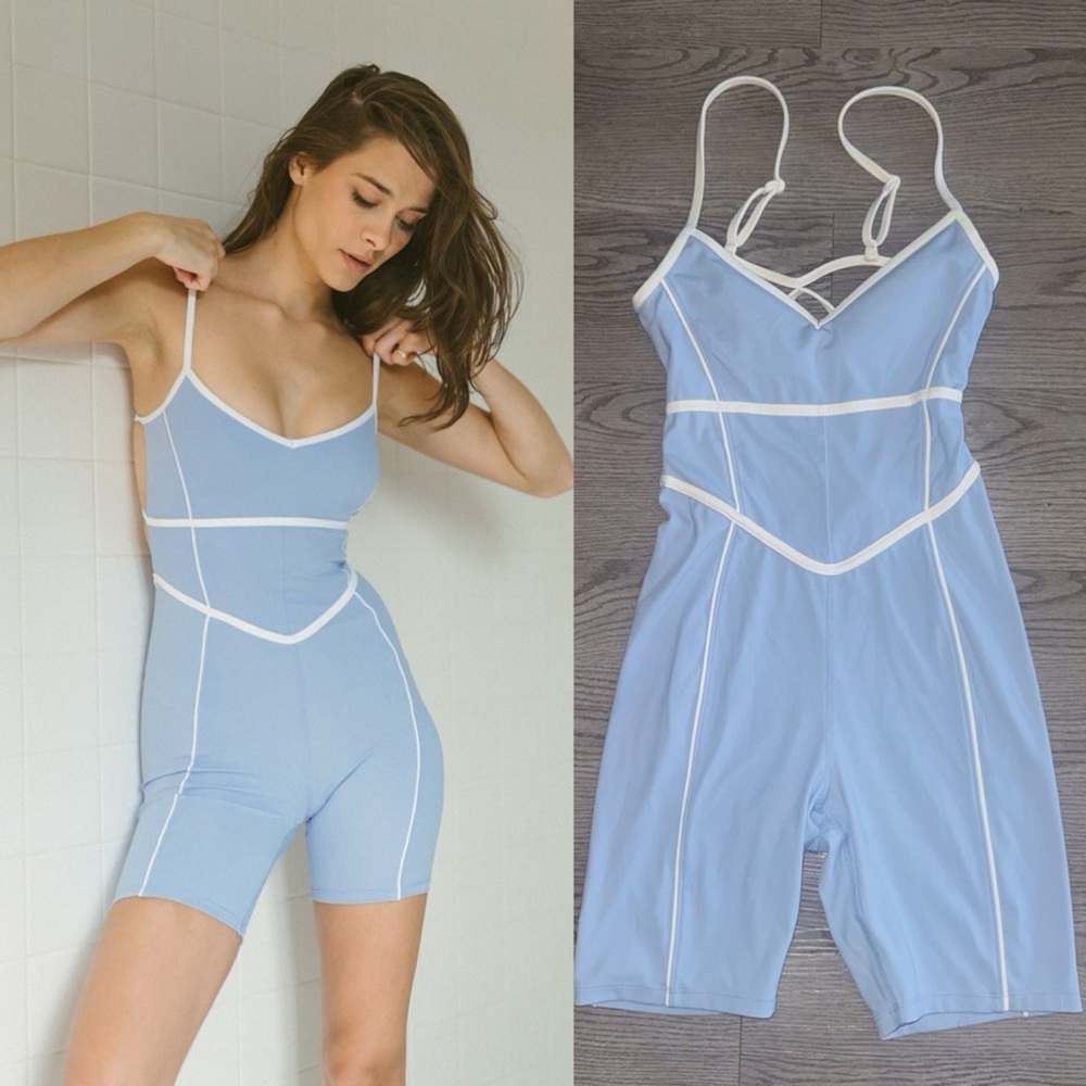 Yellow The Label Breathe Short Onesie — Soul Blue